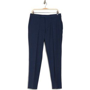 Louis Raphael Men's Slim Fit Dress Pants 36x32 Navy Straight Mini Herringbone